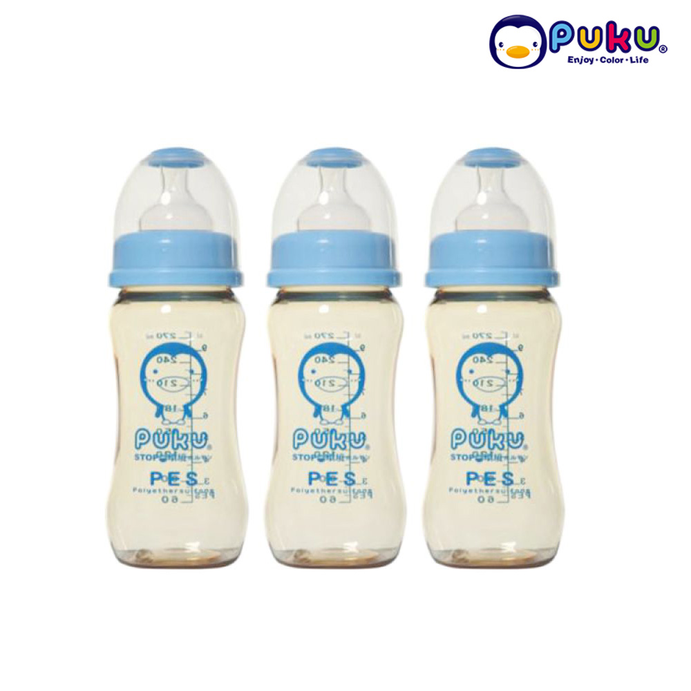 Puku PES Botol Susu 3pcs P11530 - Blue (Wide Neck)