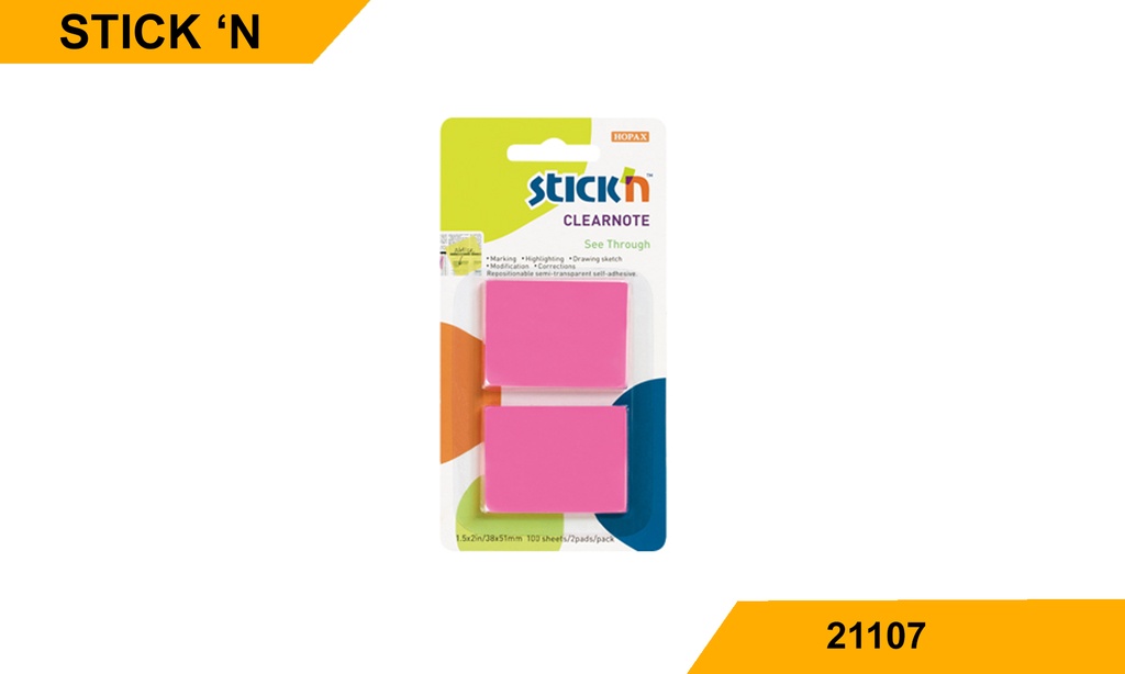 Stick'N 21107 Clear Note Magenta