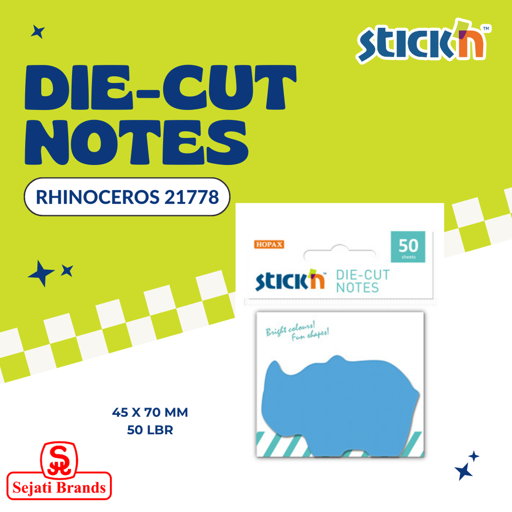 Stick'N 21778 Neon Diecut Rhinoceros