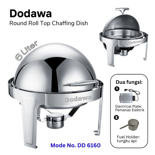 [8023221112364] Dodawa Round Roll Top Chaffing Dish DD 6160