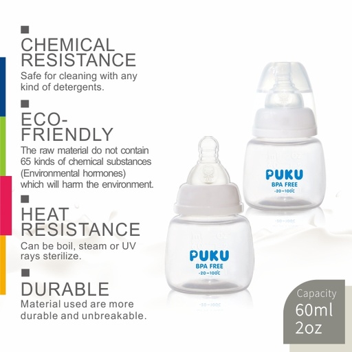 [4712879108157-10] Puku PP Botol Susu 60 cc 10815 - Blue