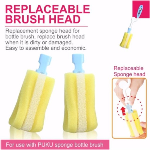 [4712879104128-18] Puku Bottle Brush Replacement (2pcs) 10412