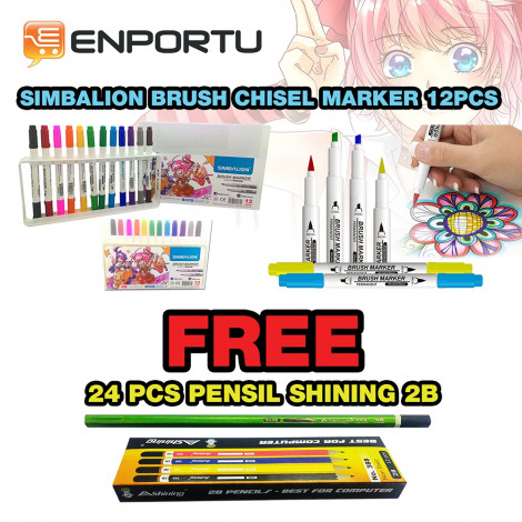 [4710609111729] Simbalion Brush Chisel Marker 12C Set (885B-S12)