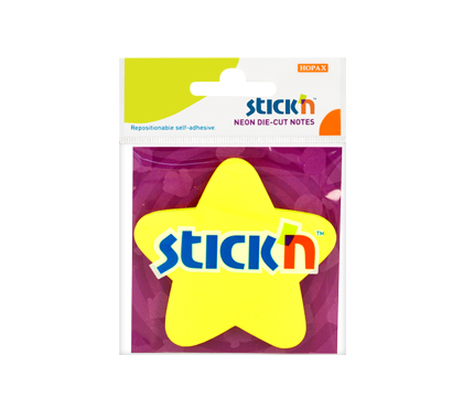 [4712759215920] Stick'N 21591 Neon Diecut Yellow Star