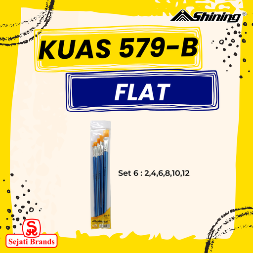 [2208840052397] Shining Paint brush set 579-B (set 6) no. 2,4,6,8,10,12